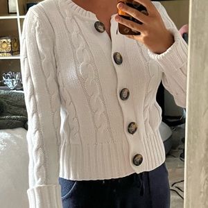 Vintage cotton thick cable knit cardigan